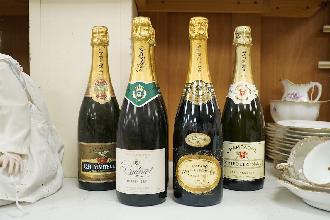 Six various bottles of Champagne to include Monopole, Lanson Black Label and G H Martel & Co